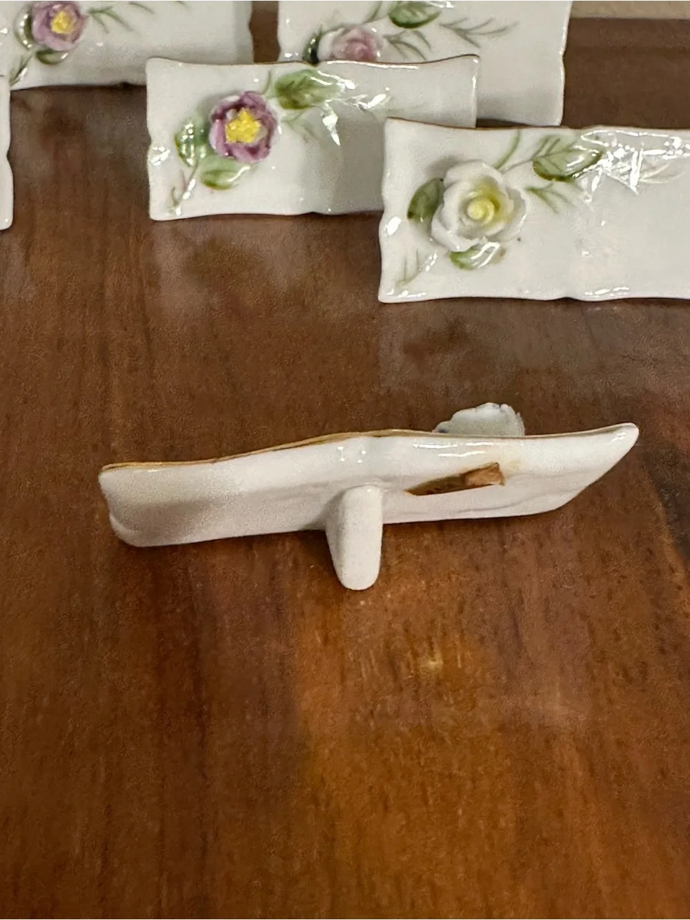 Vintage Porcelain Floral Place Card Holders Set of 8 Roses Wedding Table Decor